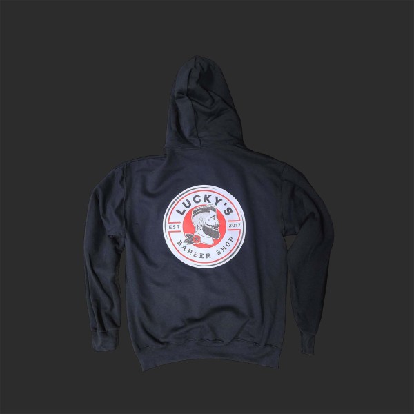 Lucky's Barbershop Circular Logo Hoodie - Image 2