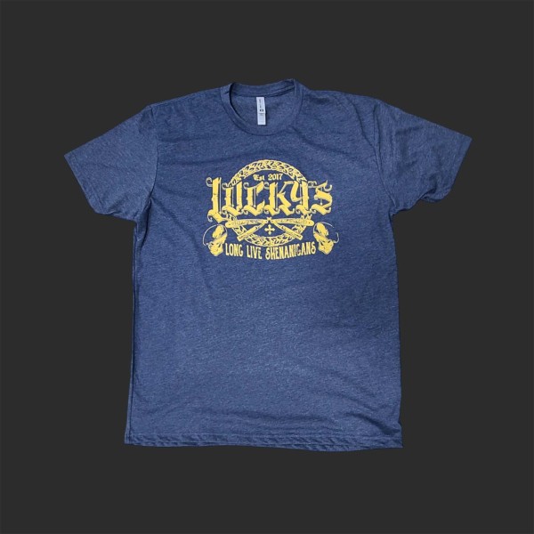 Lucky's Yellow Logo Blue Shirt